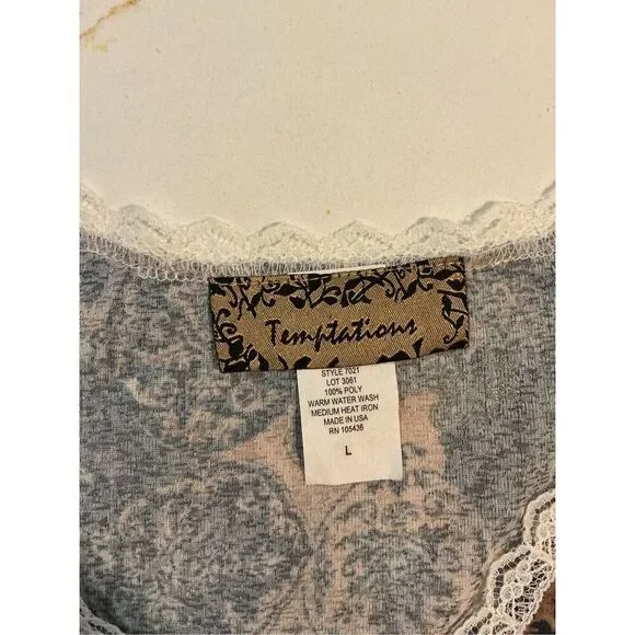 Temptations Vintage Y2K Mesh Babydoll Top Sz L Bell Sleeve - Picture 2 of 6